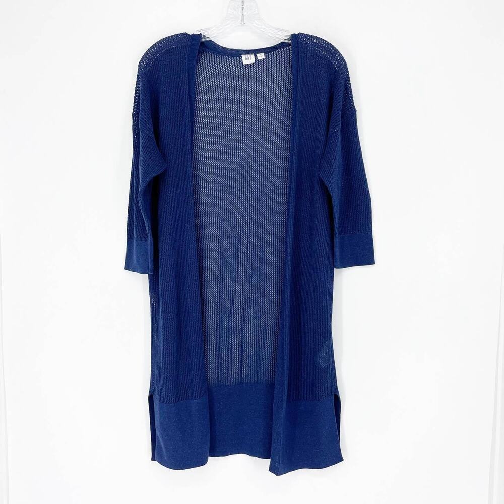 Gap Open Front Longline Knit Blue Cardigan Size XS